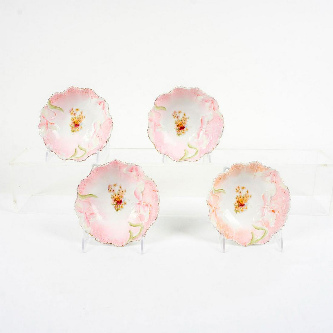 4pc. Antique European Porcelain Dishes Hand Painted Flowers (1 of 2)