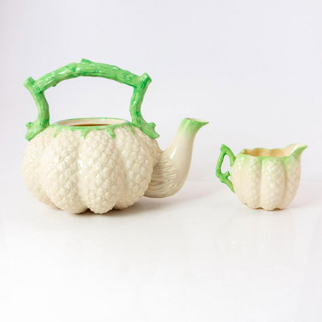 2pc Set of Antique Belleek Irish Porcelain Tea Pot & Creamer (1 of 3)