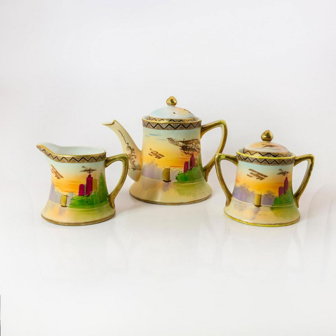3pc Vintage Japanese Nippon Porcelain Demitasse Tea Set (1 of 3)