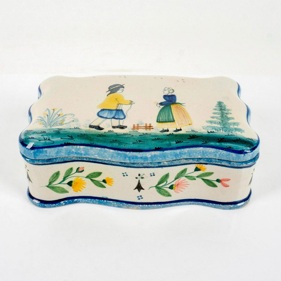 Vintage Folk Art Ceramic Lidded Dresser Box (1 of 5)