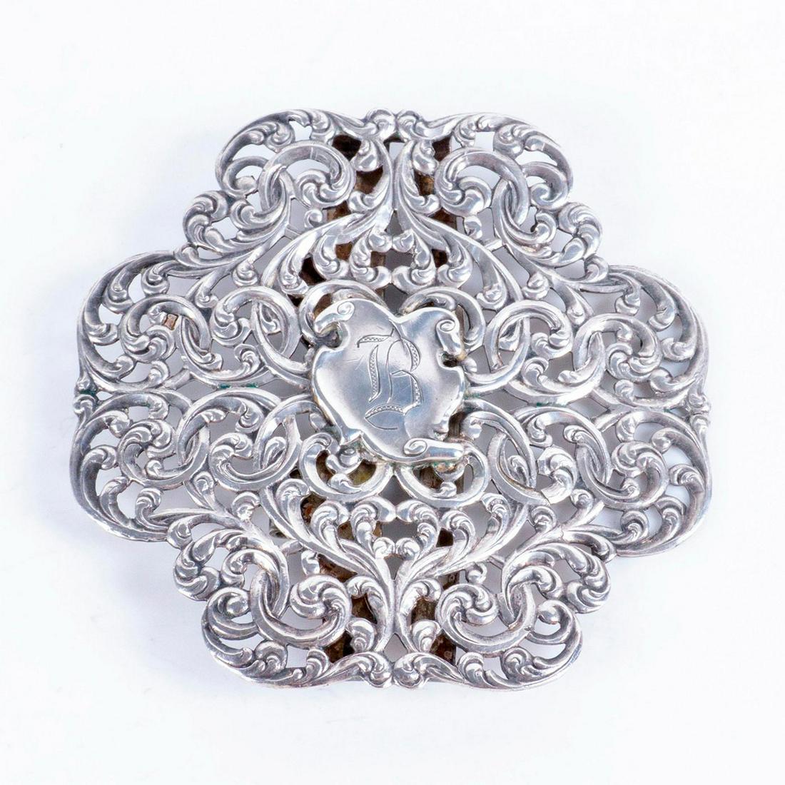 Sterling Silver Decorative 'B' Belt Buckle (1 of 4)