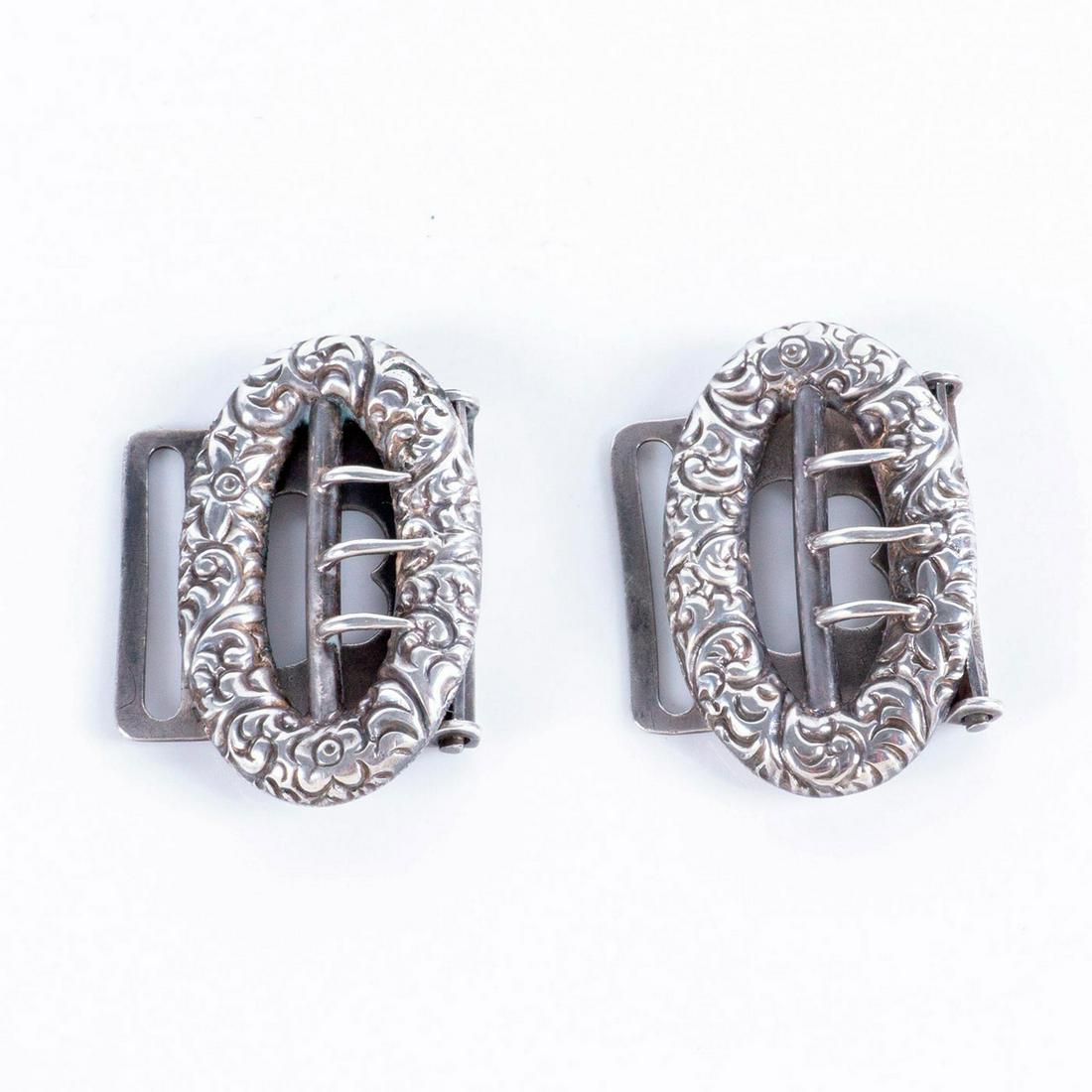 2pc Sterling Silver Engraved Belt Buckles (1 of 8)