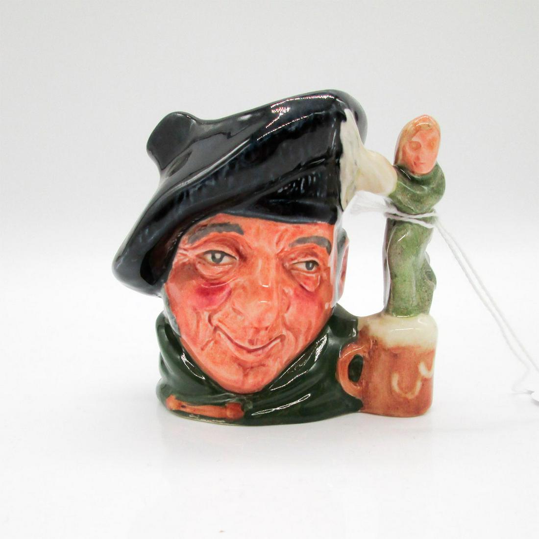 Tam O Shanter D6640 - Mini - Royal Doulton Character Jug: Dark blue tam; green cloak. In a poem written by Robert Burns in 1791, Tam O' Shanter is a drunken farmer who happens upon witches who pursue him and his horse. He escapes, but his horse doesnt quite 