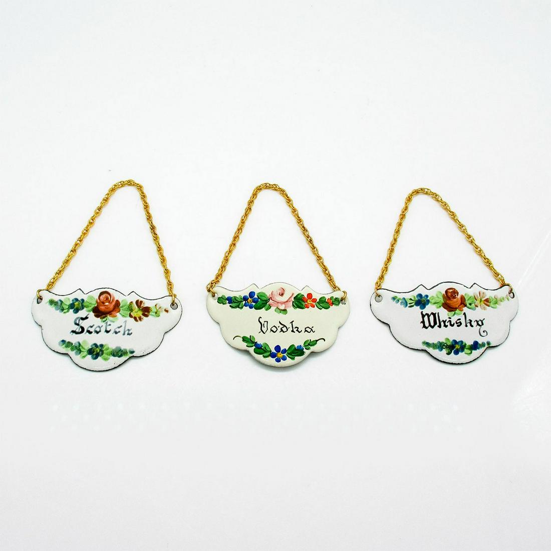 3pc Vintage Enamel Decanter Label Set (1 of 2)