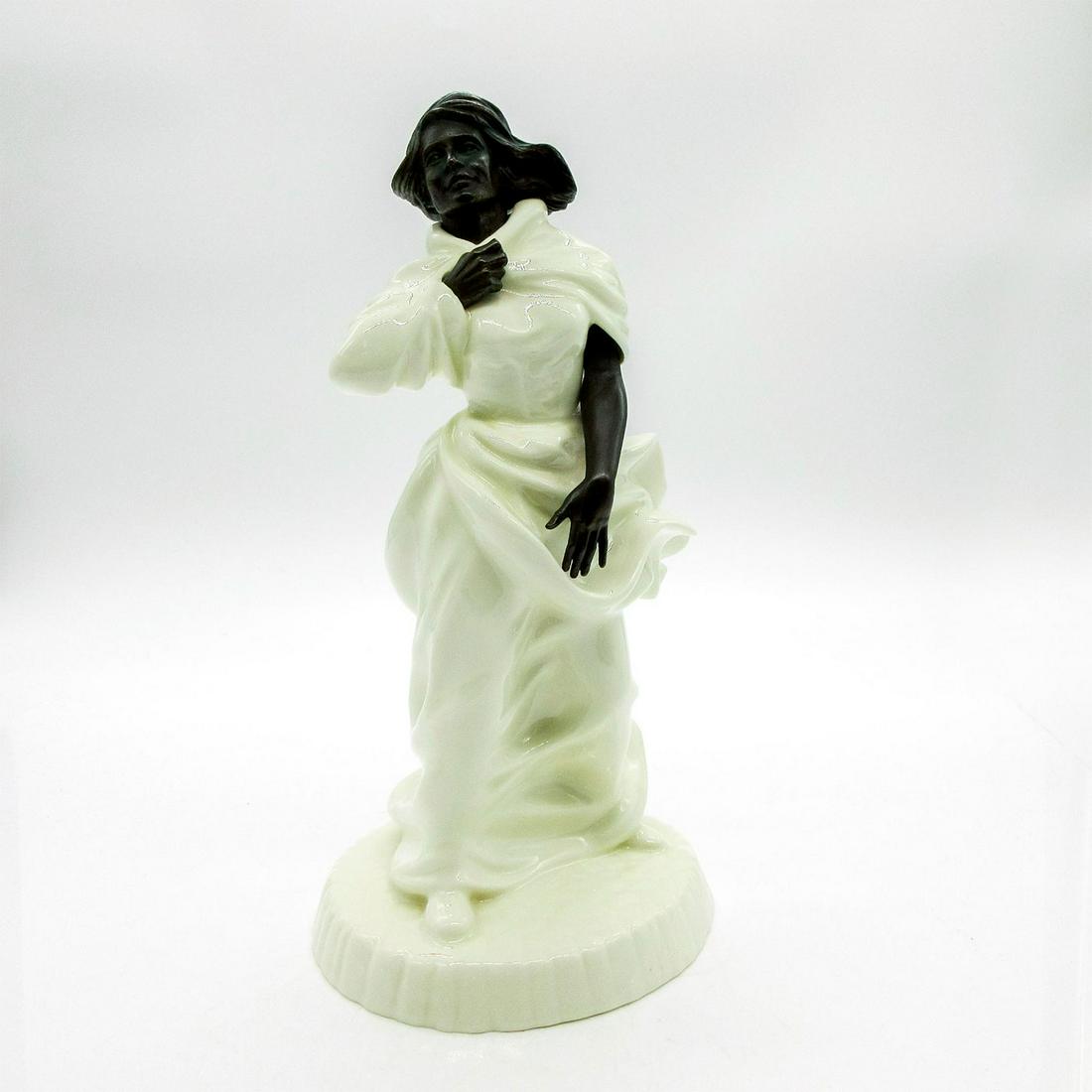 Minton Figurine, Sea Breezes MS4: Glossy finish. Fine bone china with bronze detailing of head, arm, and hands. Minton backstamp. #Minton Issued: c. 1978 Dimensions: 9.5"H Manufacturer: Minton Country of Origin: England