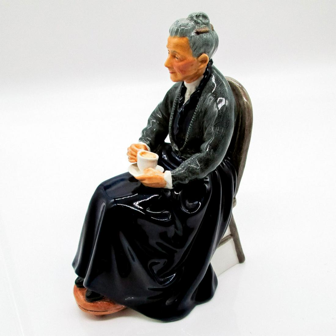 Cup of Tea HN2322 - Royal Doulton Figurine: Golden Years series. Royal Doulton backstamp. Artist: Mary Nicoll Issued: 1963 Dimensions: 7"H Manufacturer: Royal Doulton Country of Origin: England