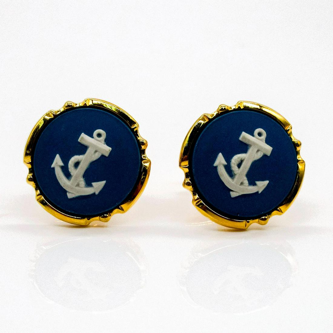 Wedgwood Jasperware Cufflinks, Anchor (1 of 3)