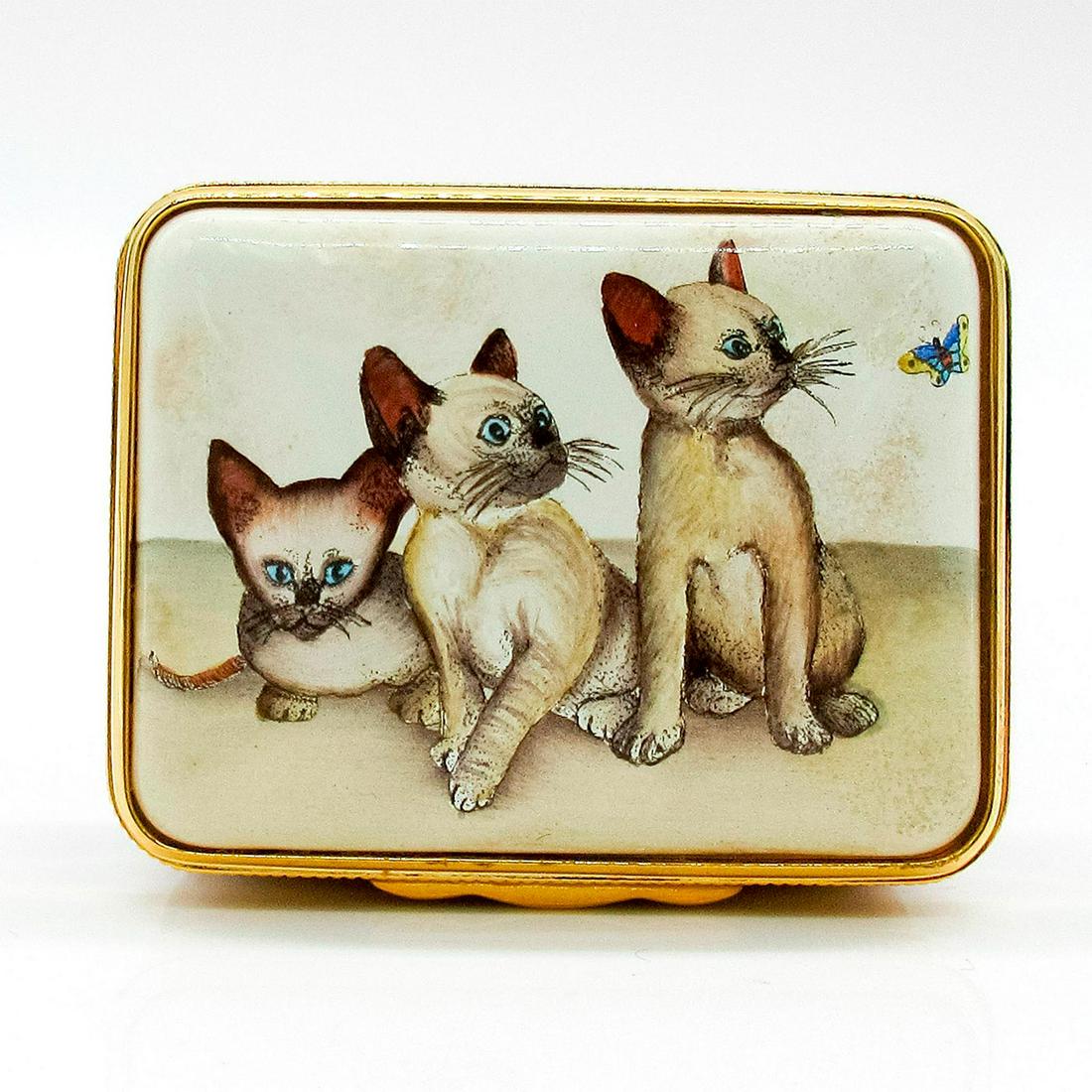Halcyon Days Enamels, Trio of Siamese Kittens Trinket Box (1 of 9)
