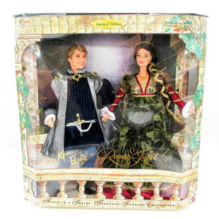 Vintage Mattel Barbie & Ken Doll Set, Romeo & Juliet: Limited Edition. Part of the Together Forever Collection. First in a series. #19364. In original box. Dimensions of box: 13.25"L x 3.25"W x 13.5"H. #Barbie #Mattel Issued: 1997 Dimensions: 11.5"H