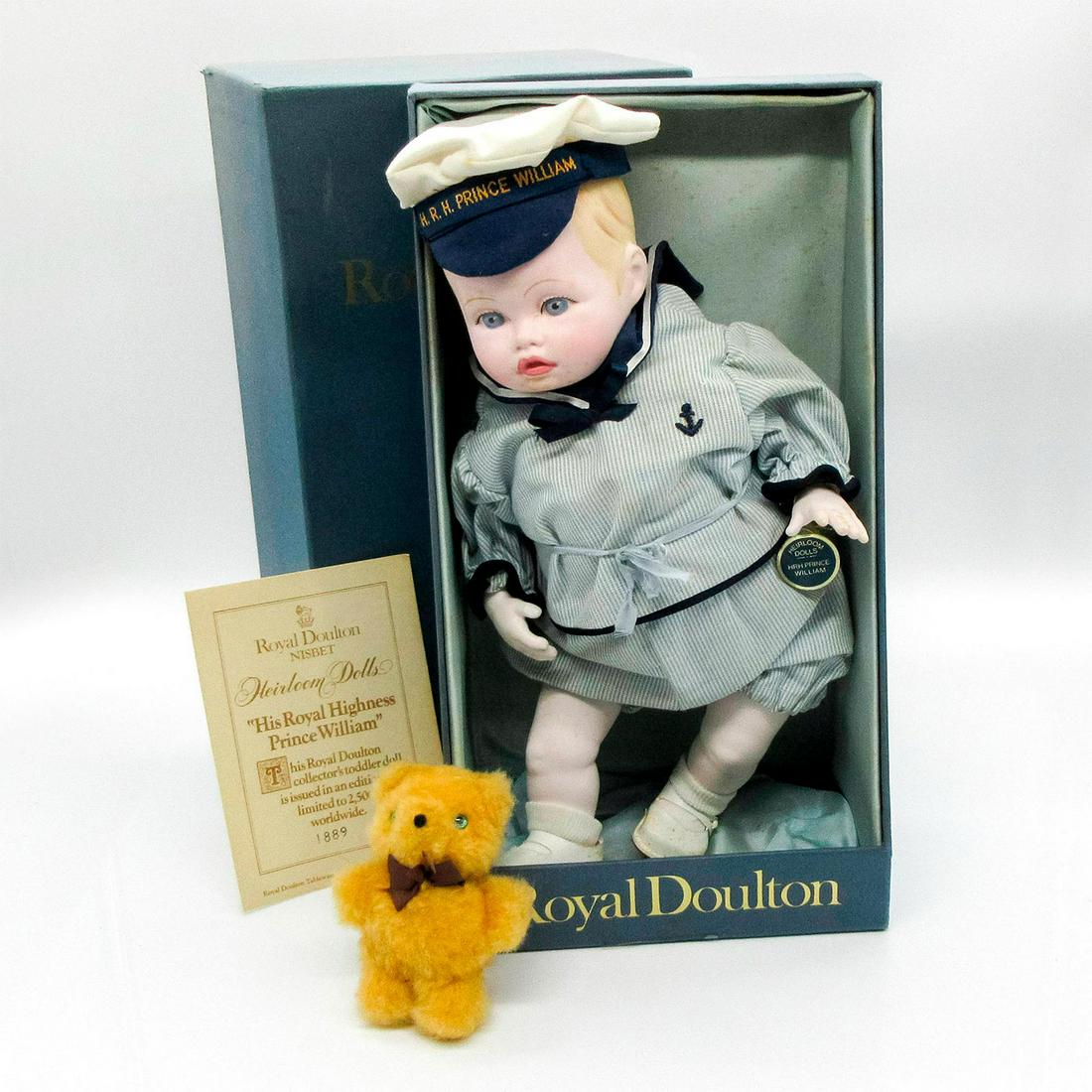 Royal Doulton Nesbit Doll, Prince William + Mini Teddy Bear (1 of 1)