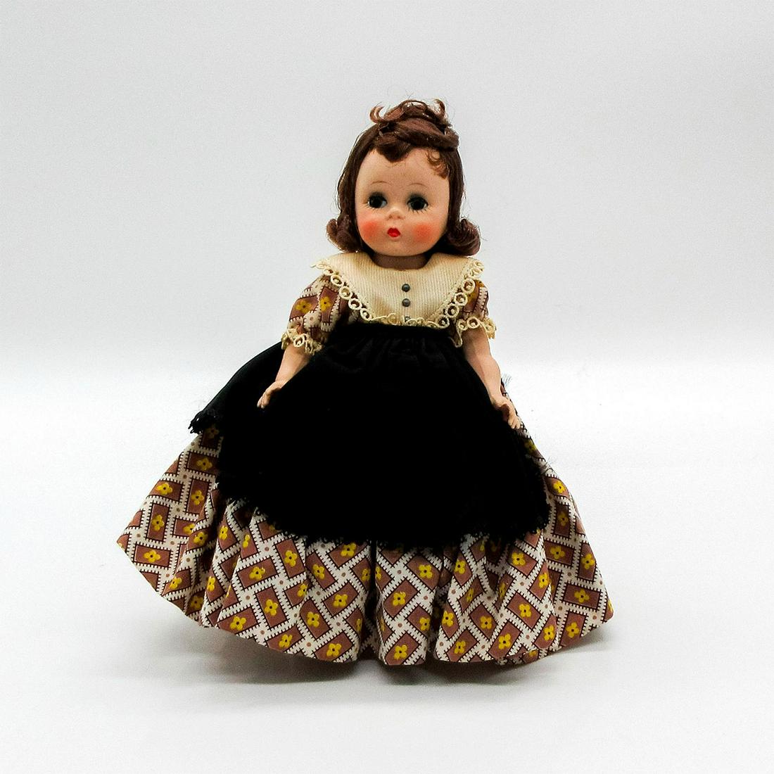 Vintage Madame Alexander Doll, Marme: Jointed with moving eyelids. This item comes with box, not original. Dimensions of box: 8.25"L x 3.5"W x 8.25"H. Dimensions: 7.5" H Manufacturer: Madame Alexander Country of Origin: United States