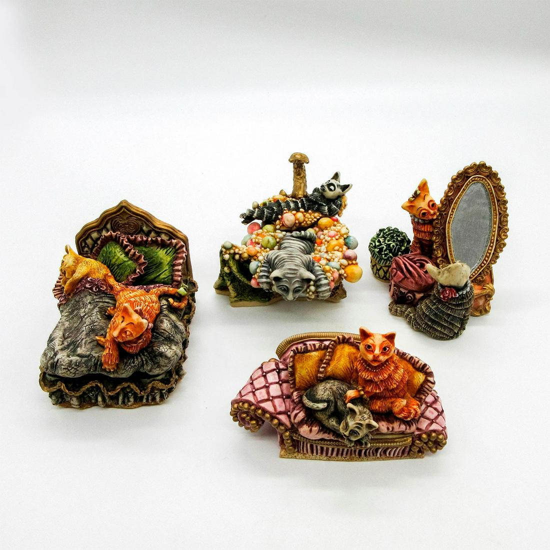 4pc Harmony Kingdom Trinket Box Set, Cats At Rest (1 of 20)