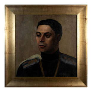 Paul Winchell (American 1903-1972) Oil Painting on Canvas: Portrait of an officer. Signed on verso. Measures 20.5" x 20.5"including frame, 15.5" x 15.5" image only. #Art #Paintings Artist: Paul Winchell Issued: 20th c.