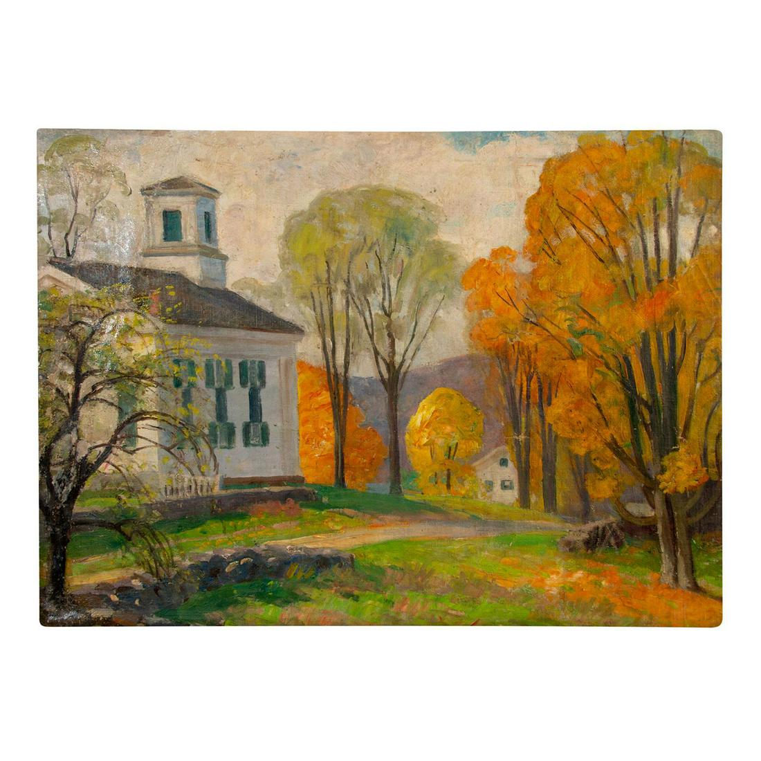 Harold Dunbar (American, 1882-1953) Oil Painting On Canvas Landscape with a House (1 of 6)