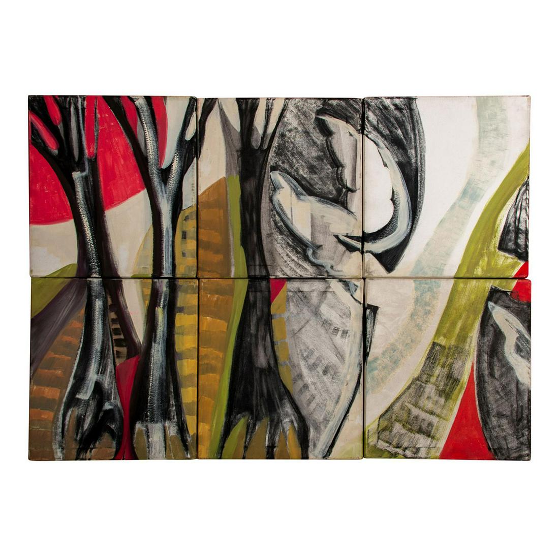 Modern Abstract Composition of 6 Oil Paintings by Zucchi (1 of 15)
