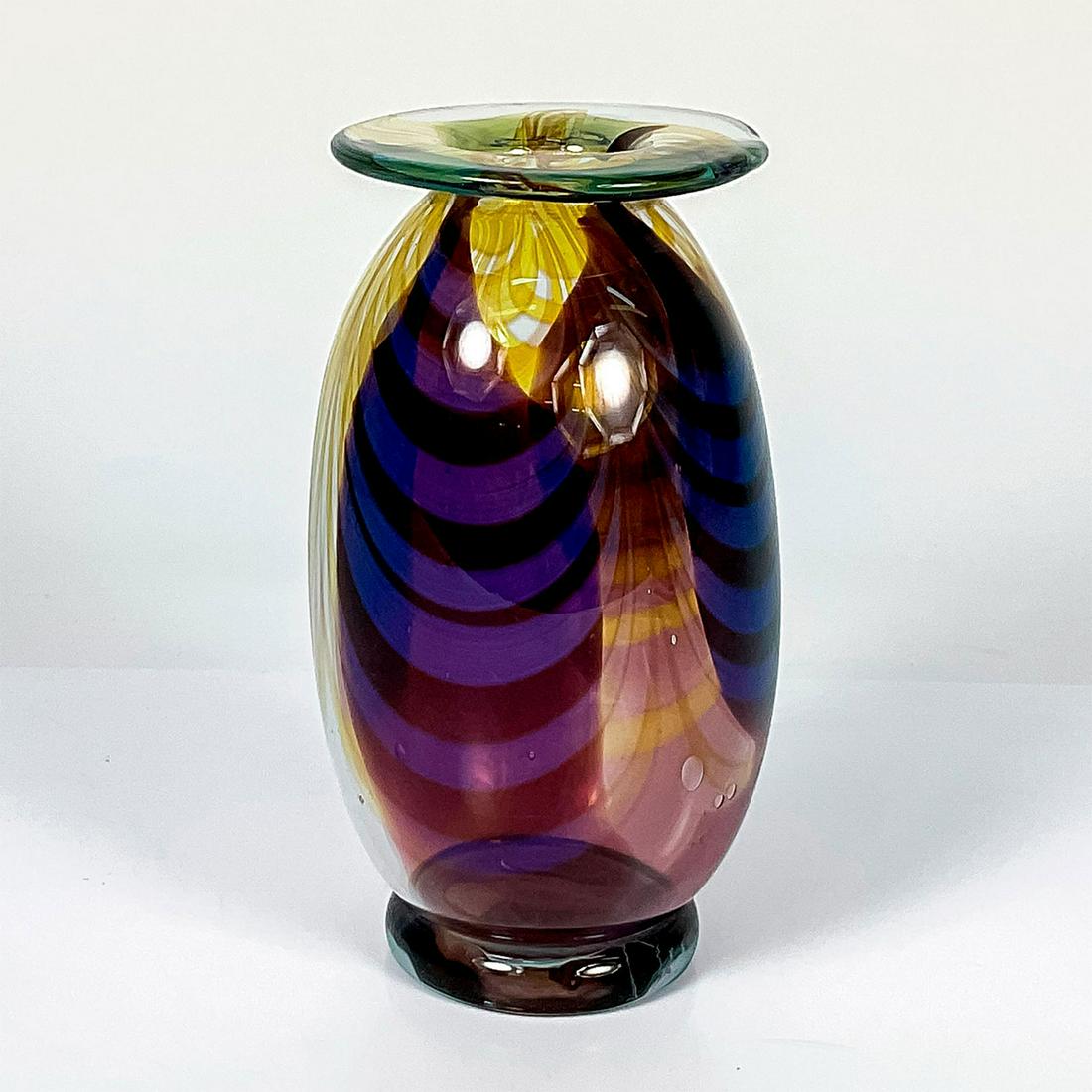 Kosa Signed Art Glass Vase, Iridescent Stripes (1 of 3)