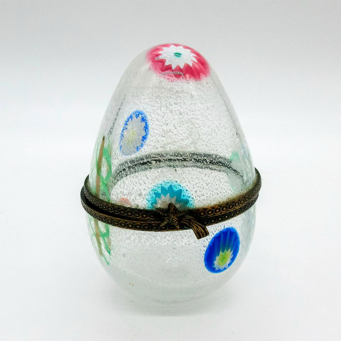Murano Millefiori Bubble Glass Egg Shaped Vanity Box (1 of 6)