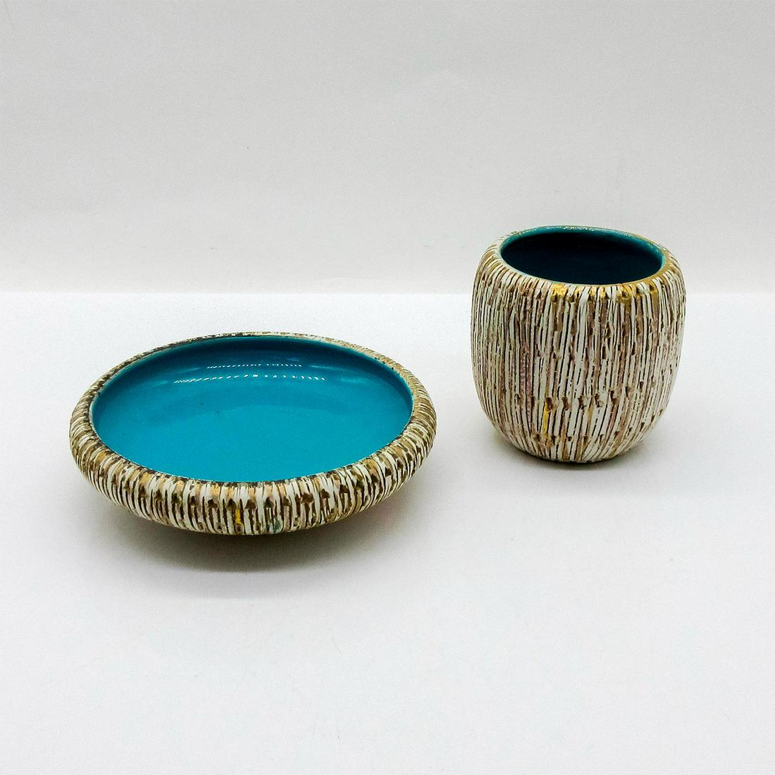 Vintage 2pc Italian Ceramic Plate and Vase (1 of 3)