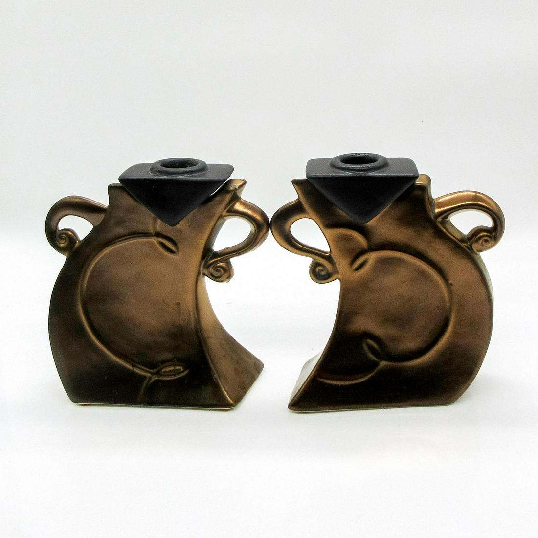 2pc Michael Lambert Whimsical Art Deco Candle Holders (1 of 3)