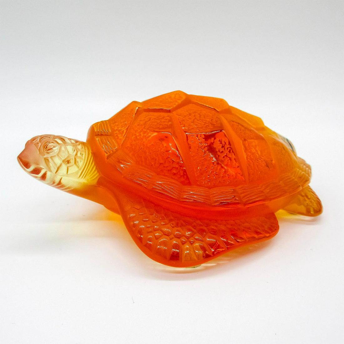 Vintage Lalique Glass Amber Figurine, Sea Turtle (1 of 4)