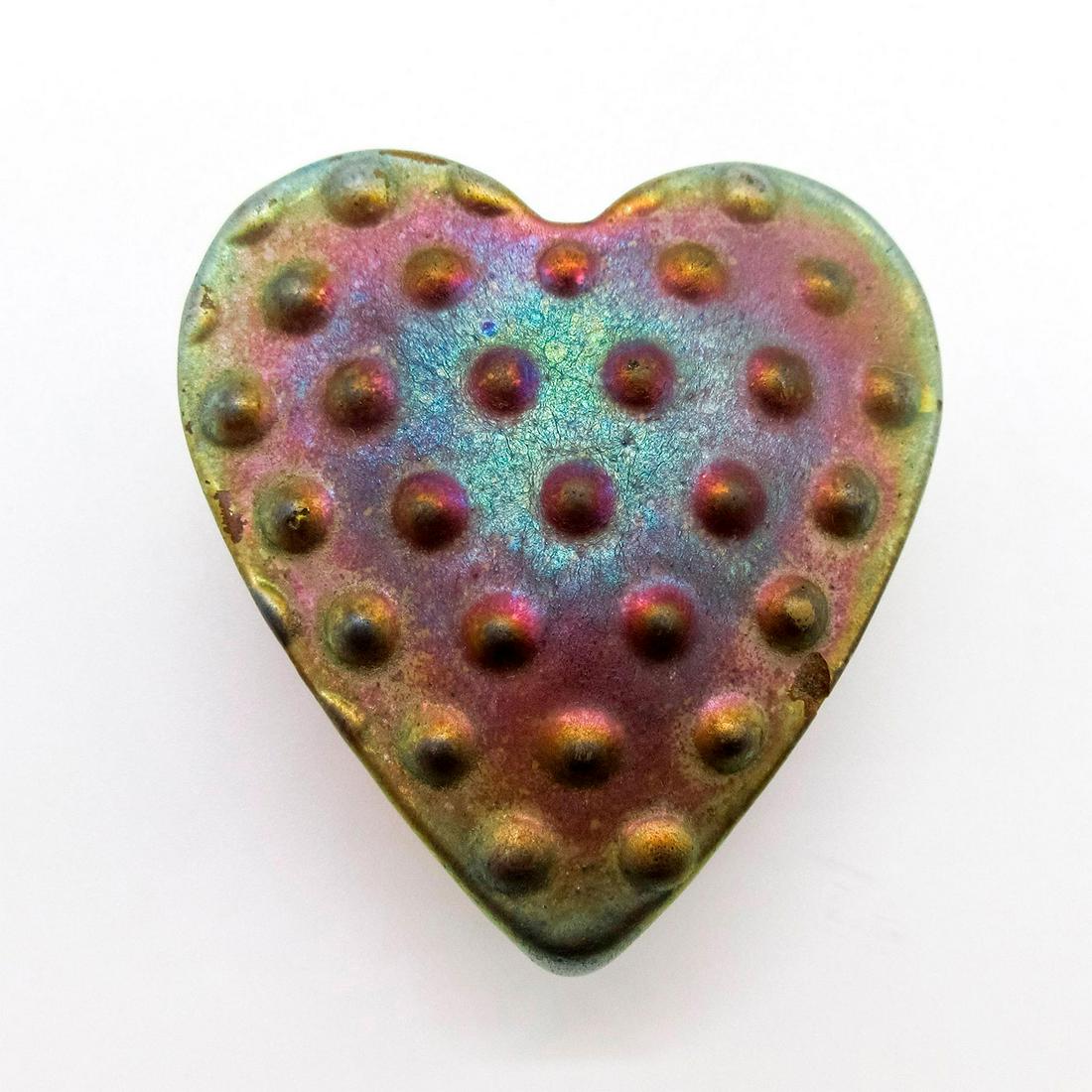 Vintage Robert Held Iridescent Art Glass Heart Paperweight (1 of 3)