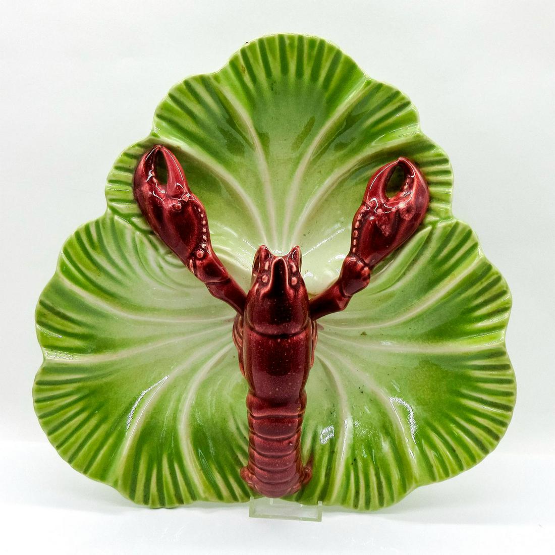 Vintage Ceramic Lobster on Green Leaves Serving Plate (1 of 2)