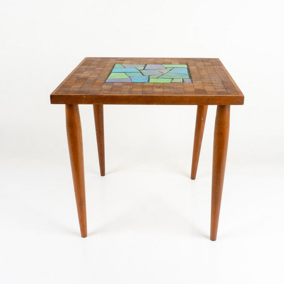 Wooden Mid Century Modern Mosaic Low End Table (1 of 4)