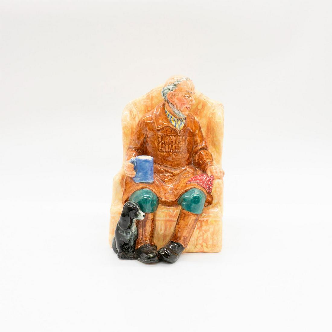 Uncle Ned HN2094 - Royal Doulton Figurine: Glazed porcelain figure. Royal Doulton backstamp on bottom. Golden Years series. #britishceramics Artist: Henry Fenton Issued: 1952 - 1965 Dimensions: 6.75"H Manufacturer: Royal Doulton Country of Ori