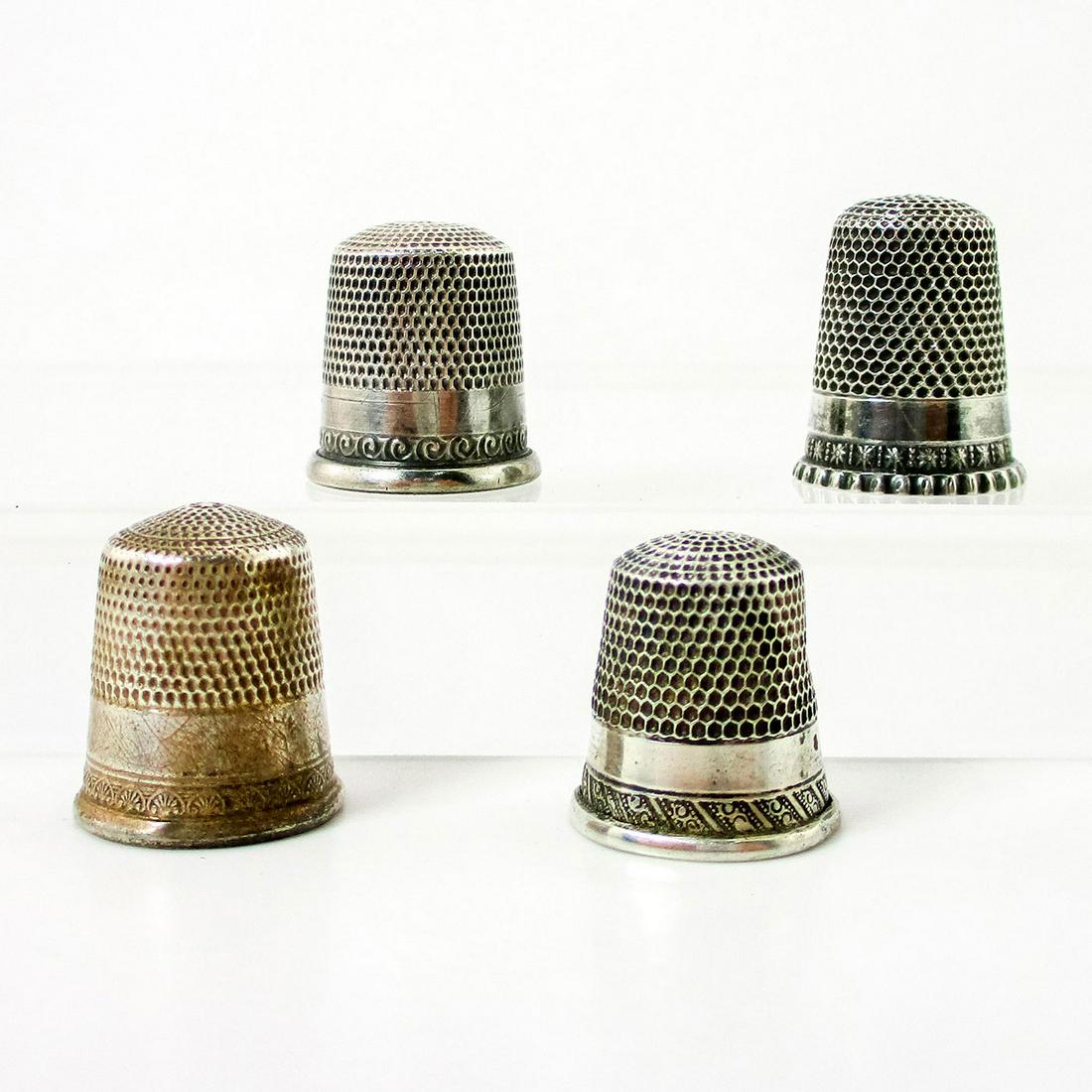 4pc Rare Ornate Sterling Silver Victorian Thimbles (1 of 3)
