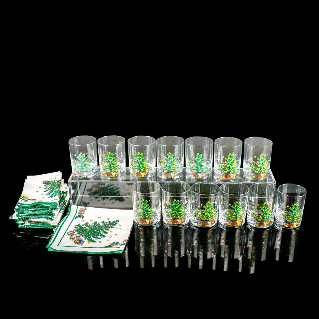 Fallani & Cohn Christmas Glass Tumblers & Cloth Napkins Set (1 of 7)
