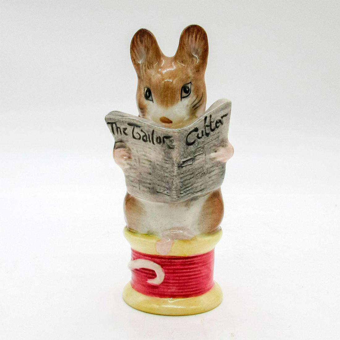 Tailor of Gloucester - Beatrix Potter Figurine: Brown mouse seated on red spool of string reading The Tailor Cutter. Beswick backstamp. This item has no reserve. Issued: 1949 Dimensions: 3.5" H Manufacturer: Beswick Country of Origin: England