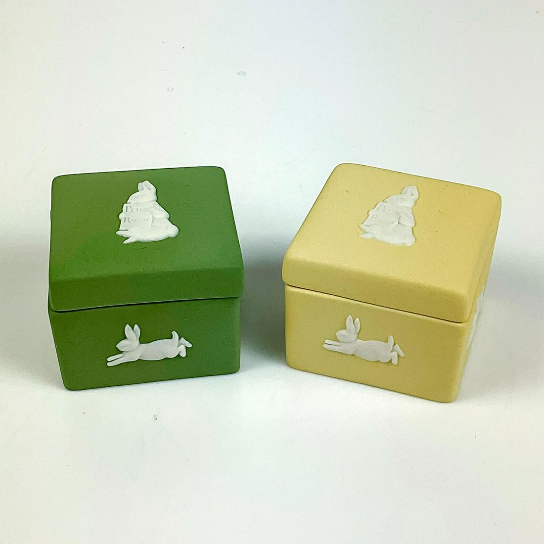 2pc Wedgwood Beatrix Potter Jasperware Lidded Trinket Boxes (1 of 3)
