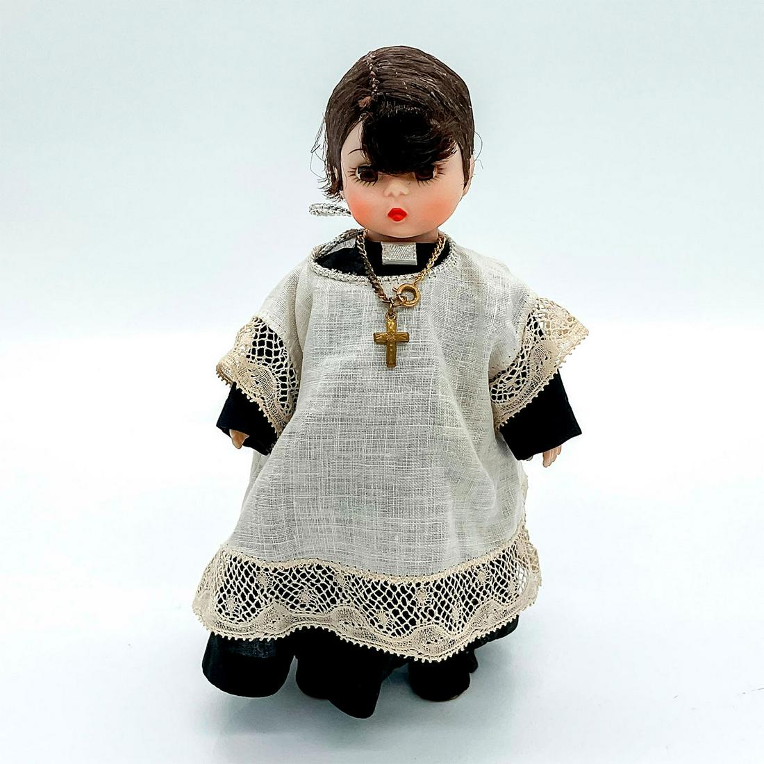 Vintage Madame Alexander Doll, Alter Boy: Jointed with moving eyes. This item has no reserve. Dimensions: 4" W x 7.25" H Manufacturer: Madame Alexander Country of Origin: United States