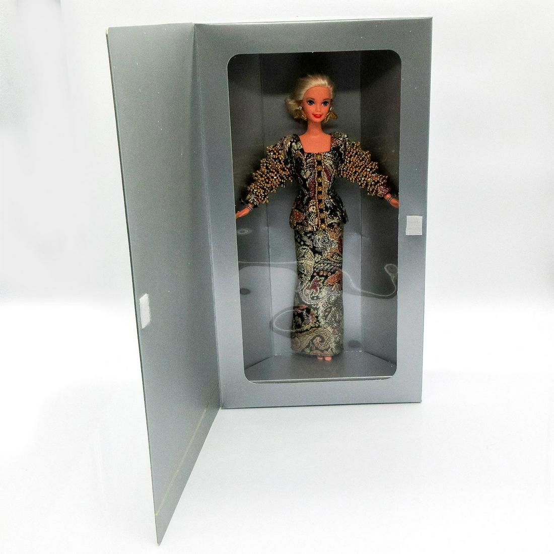 Mattel Barbie Doll, Christian Dior: Featuring uniquely pretty dress with gold accents going up sleeve. Designed exclusively for the Adult Collector. Part of Timeless Creations. #13168. In original box, unopened. Dimensions of box: 14.5"