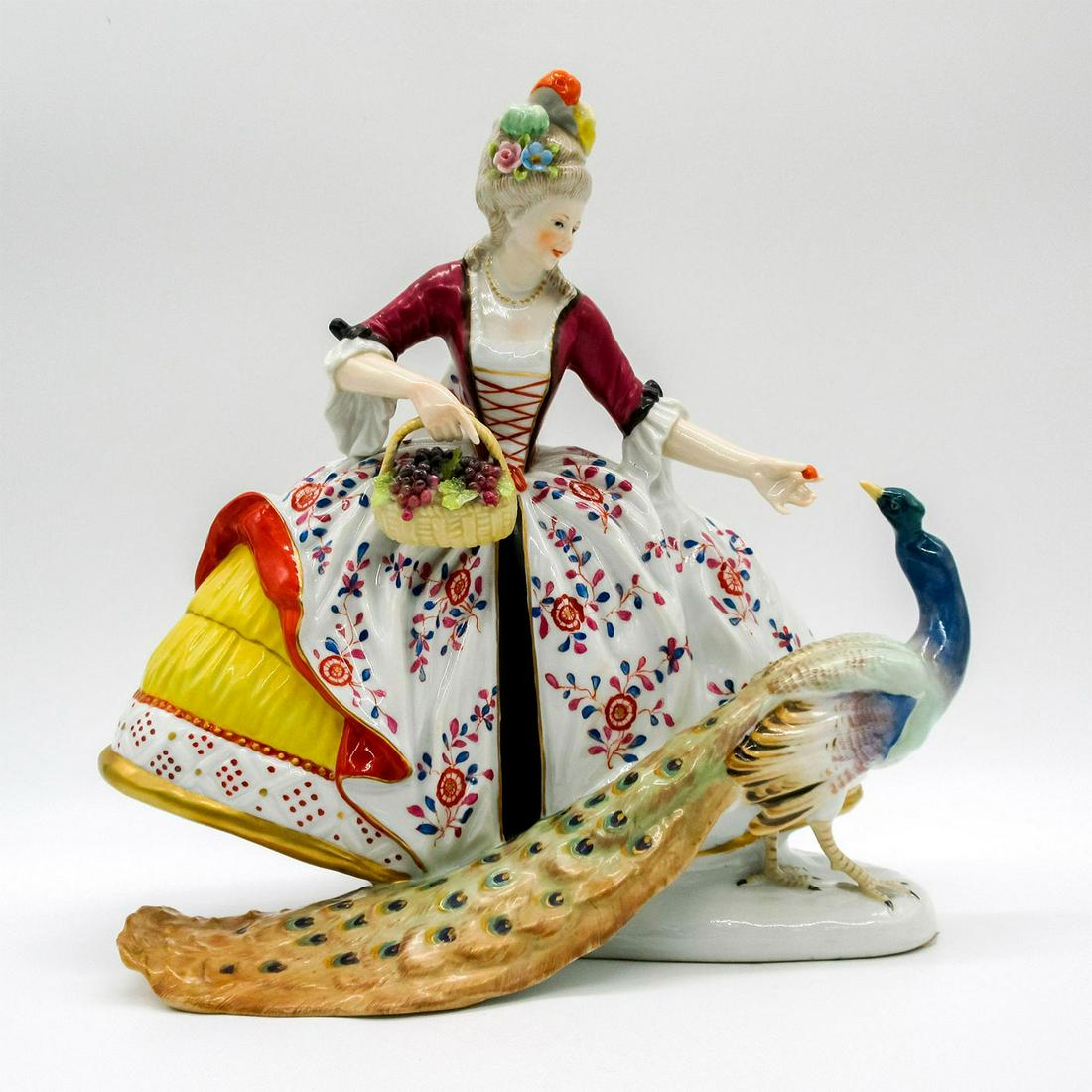Rare Capodimonte Crinoline Lady and Peacock Figurine (1 of 3)