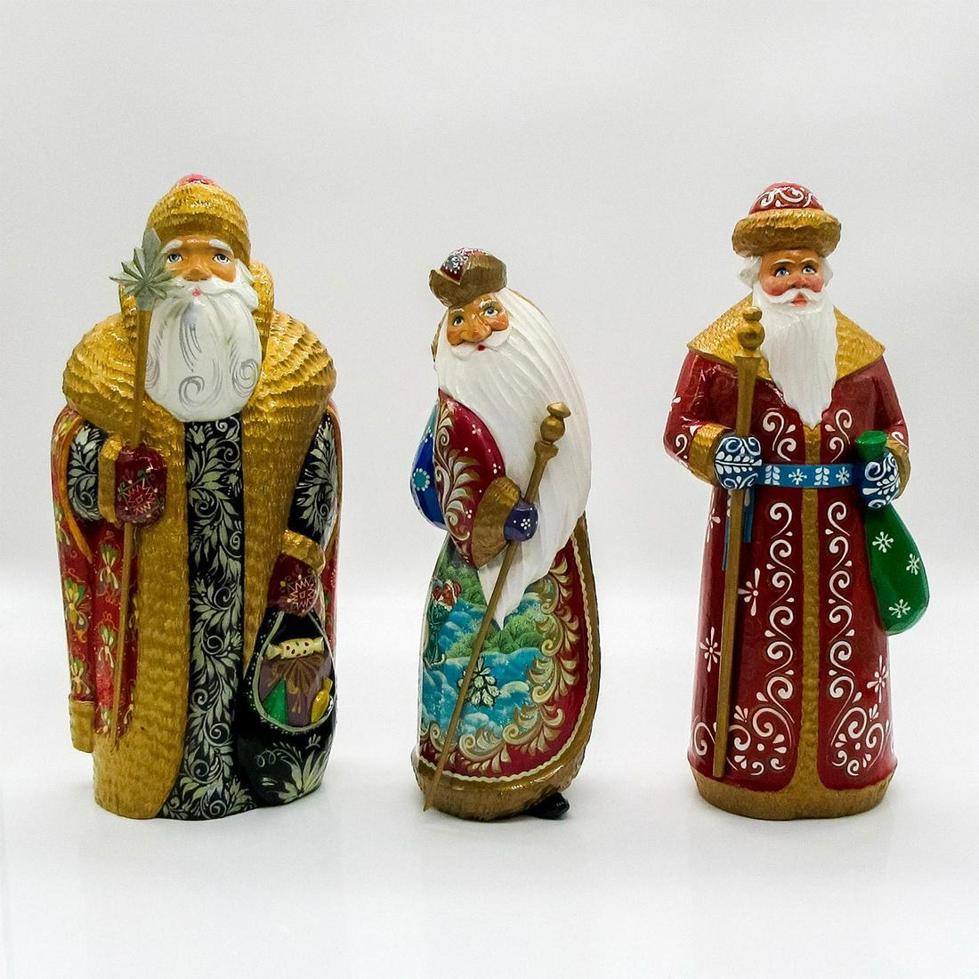 3pc Wooden Russian Santa Claus Dolls (1 of 3)