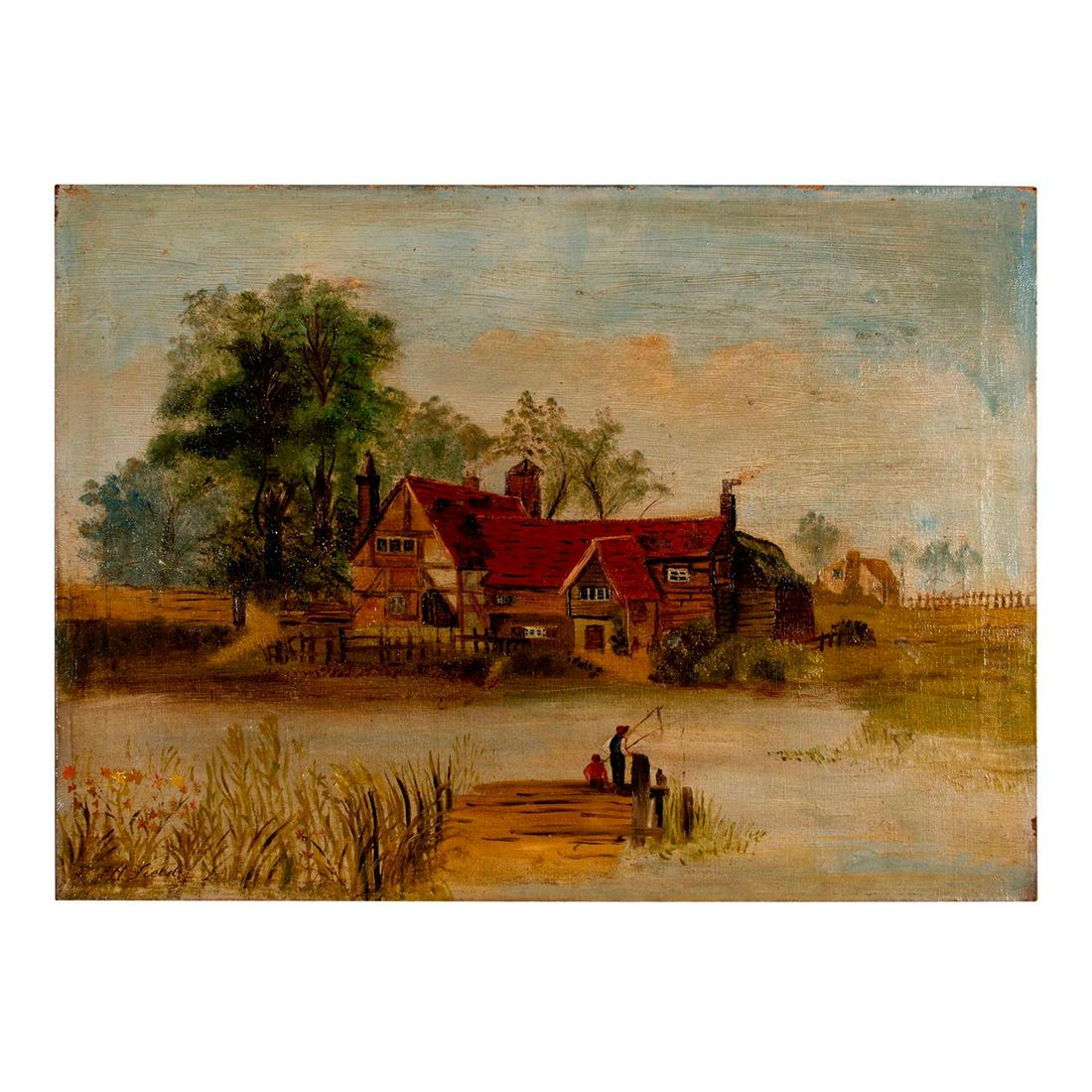 H. Field Antique Oil Painting on Canvas (1 of 7)