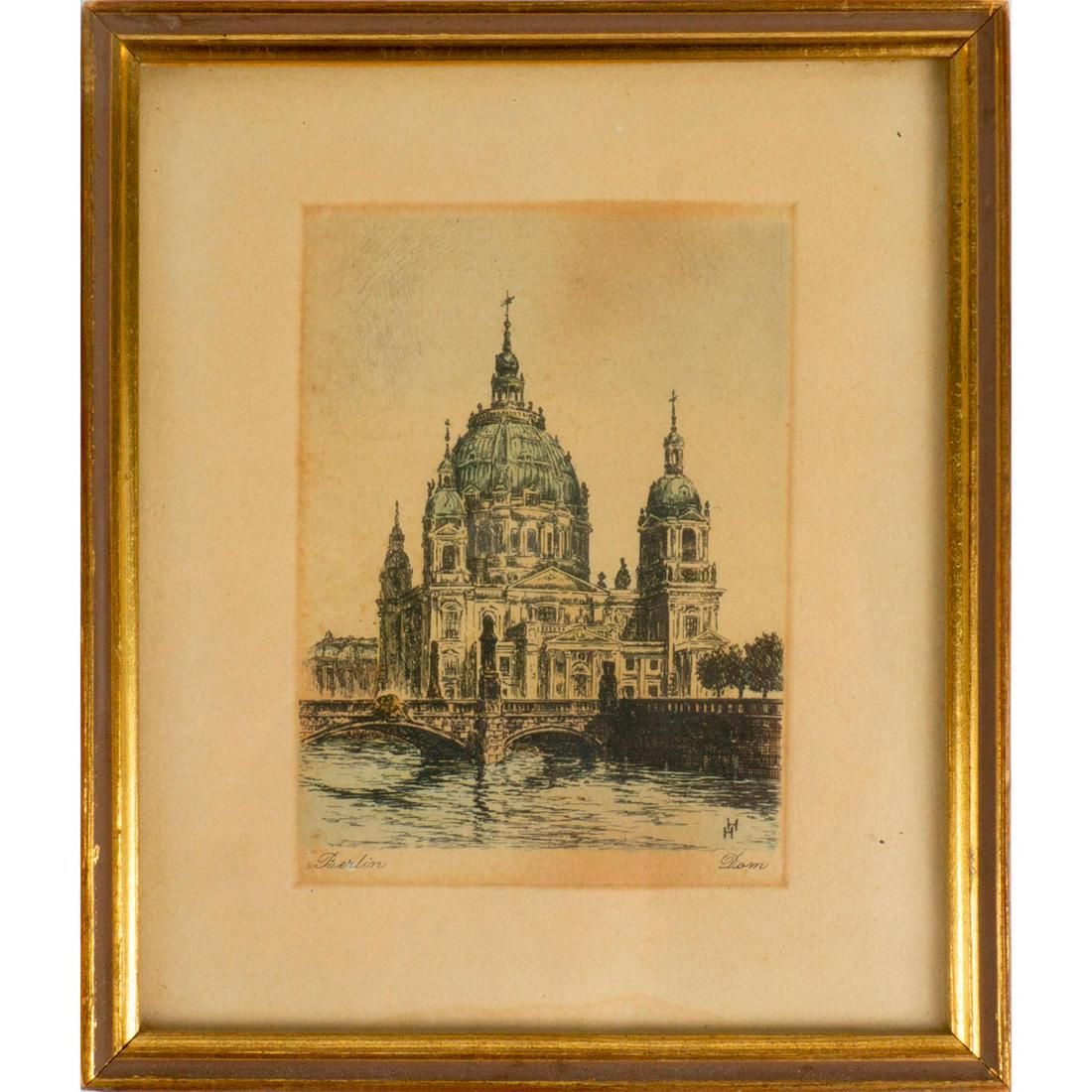 Antique Etching, Berlin Cathedral, Germany (1 of 3)