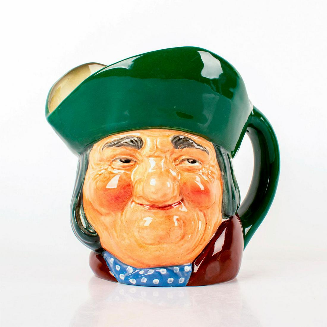 Toby Philpots D5736 - Large - Royal Doulton Character Jug: Green hat, brown coat, blue scarf with white spots. Royal Doulton backstamp. Artist: Charles Noke Issued: 1937 - 1969 Dimensions: 6.25"H Manufacturer: Royal Doulton Country of Origin: England