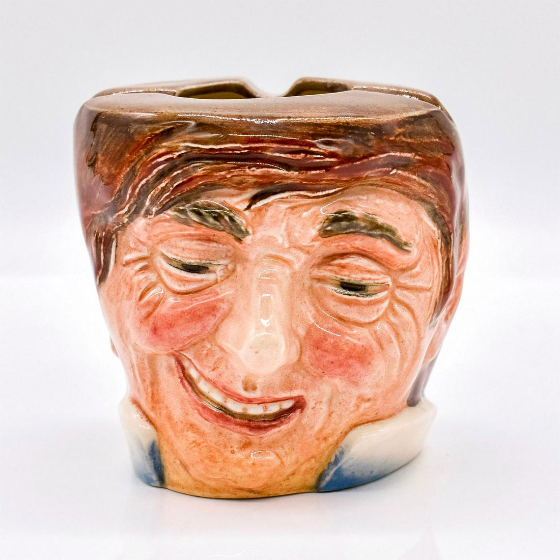 Farmer John D6007 - Ash Bowl - Royal Doulton: Dark green coat trimmed with yellow; white shirt; beige trousers; red sash; black hat and boots. Royal Doulton backstamp. Artist: Charles Noke Issued: 1939 - 1960 Dimensions: 3"H Manufacturer: Royal D