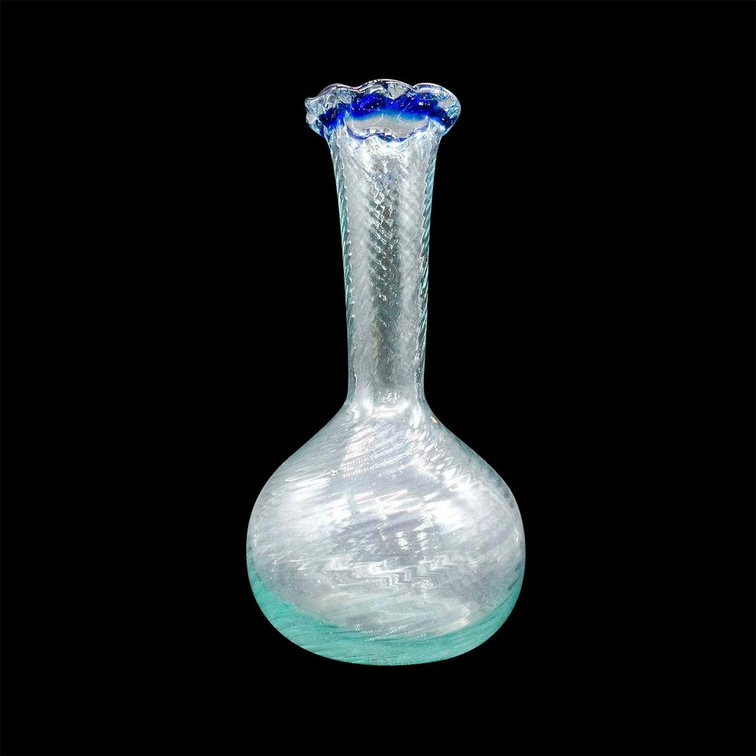Vintage Art Glass Vase, Transparent Swirl (1 of 3)