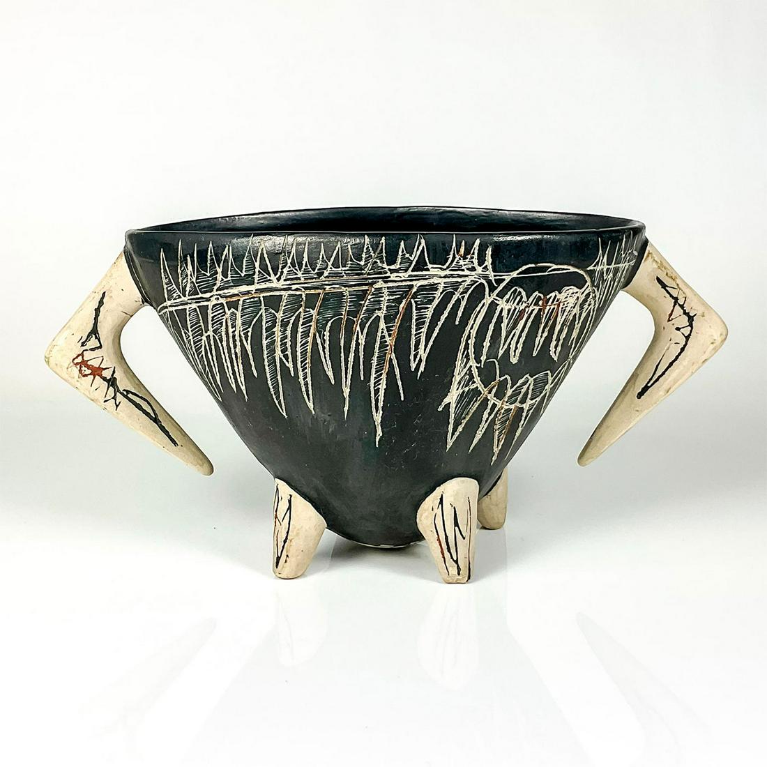 Harsa Israeli Studio Art Pottery, Two Handled Bowl (1 of 6)