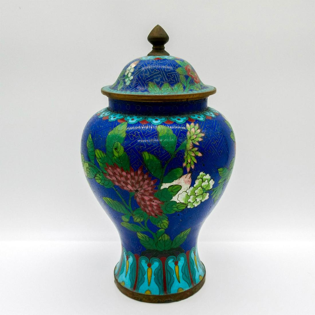 Vintage Chinese Cloisonne Enamel on Brass Covered Urn (1 of 4)