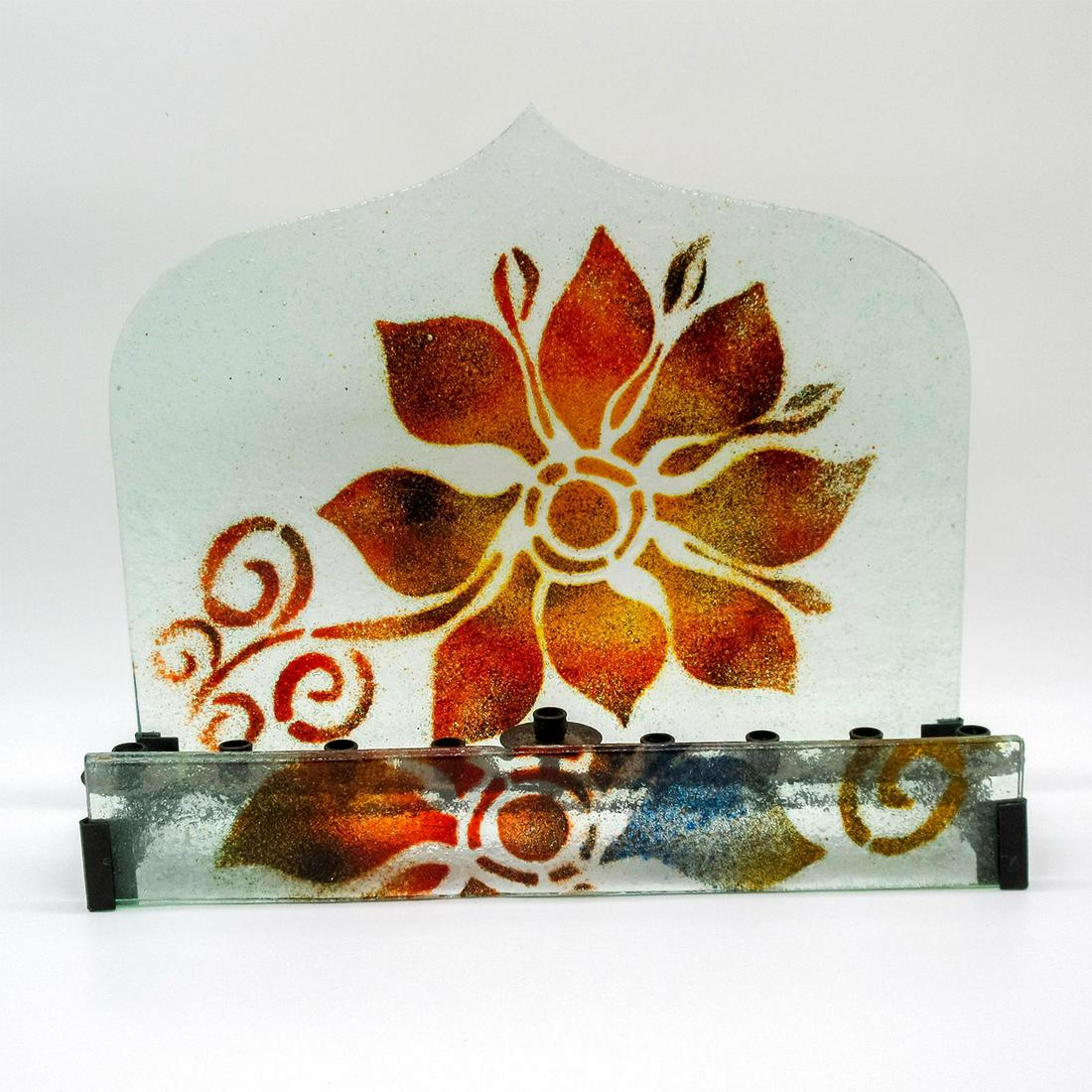 Mid Century Art Glass Floral Menorah (1 of 4)