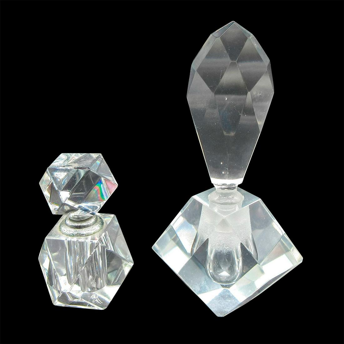2pc Vintage Oleg Cassini and Multifaceted Glass Perfume Bottles with Stoppers (1 of 3)