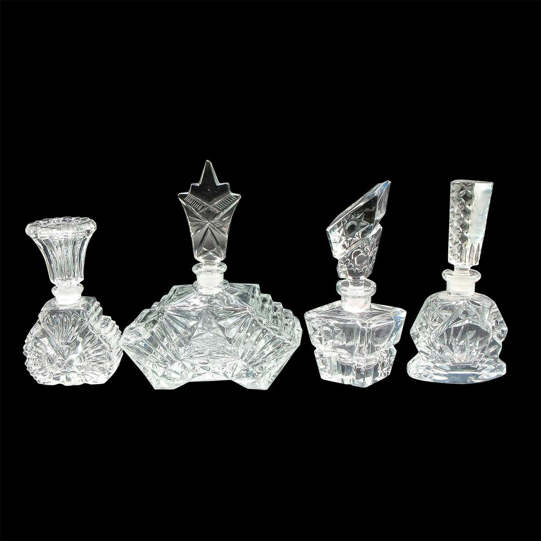 4pc Vintage Glass Perfume Bottles with Stoppers (1 of 4)