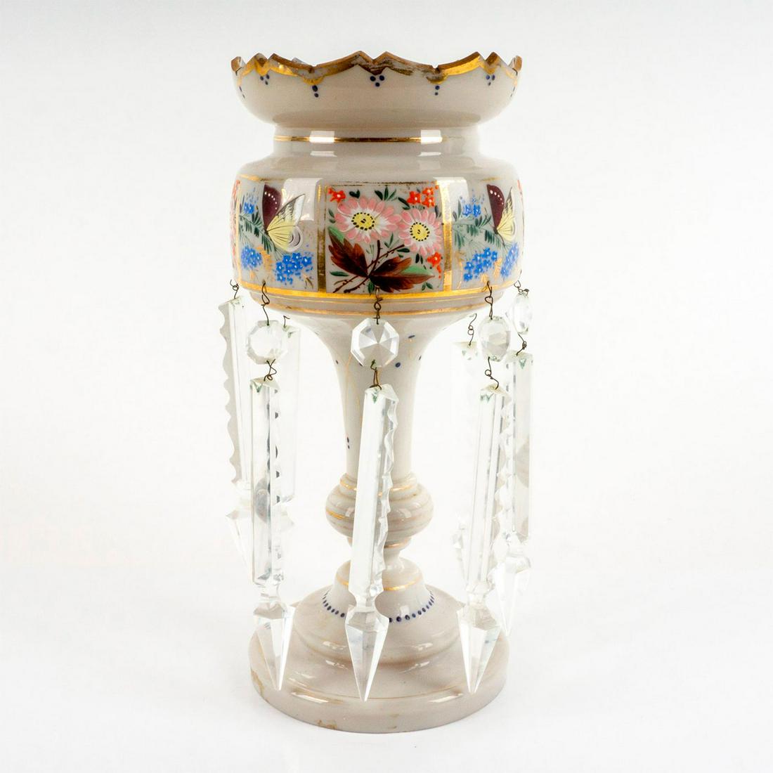 Vintage Victorian Style Mantle Lustre Lamp w Crystal Prisms (1 of 3)