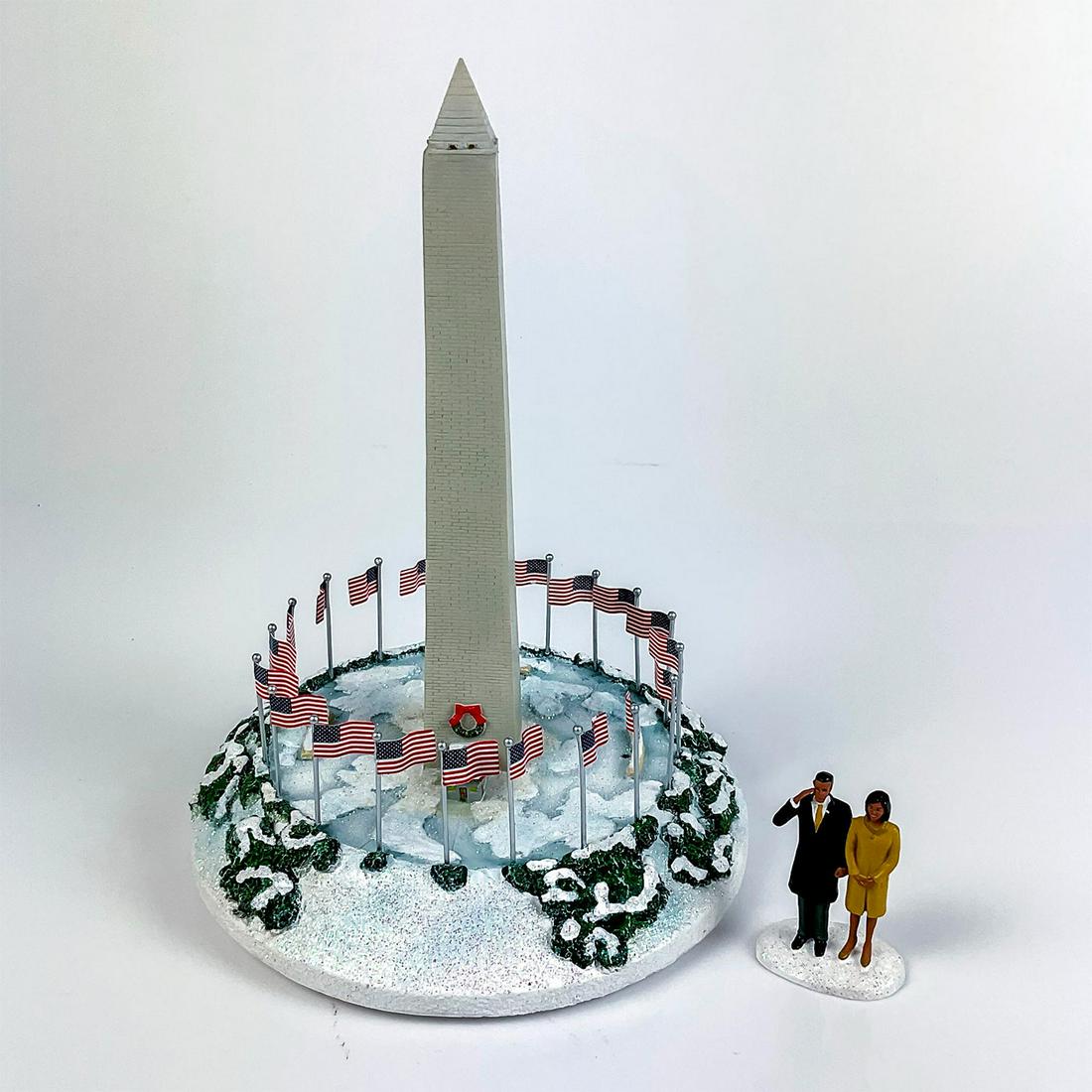 Bradford Exchange Hawthorne Village, Washington Monument: Part of the Washington, D. C at Christmas Collection. Lighted, battery operated monument with Barack Obama and Michelle Obama figurine. This item has no reserve. This item has its original box. Certif