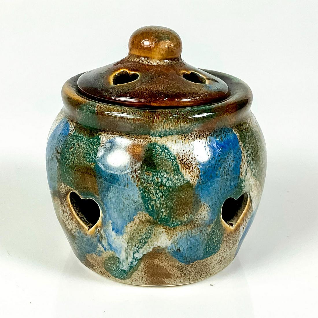 Vintage Loomco Stoneware Candleholder With Lid (1 of 3)