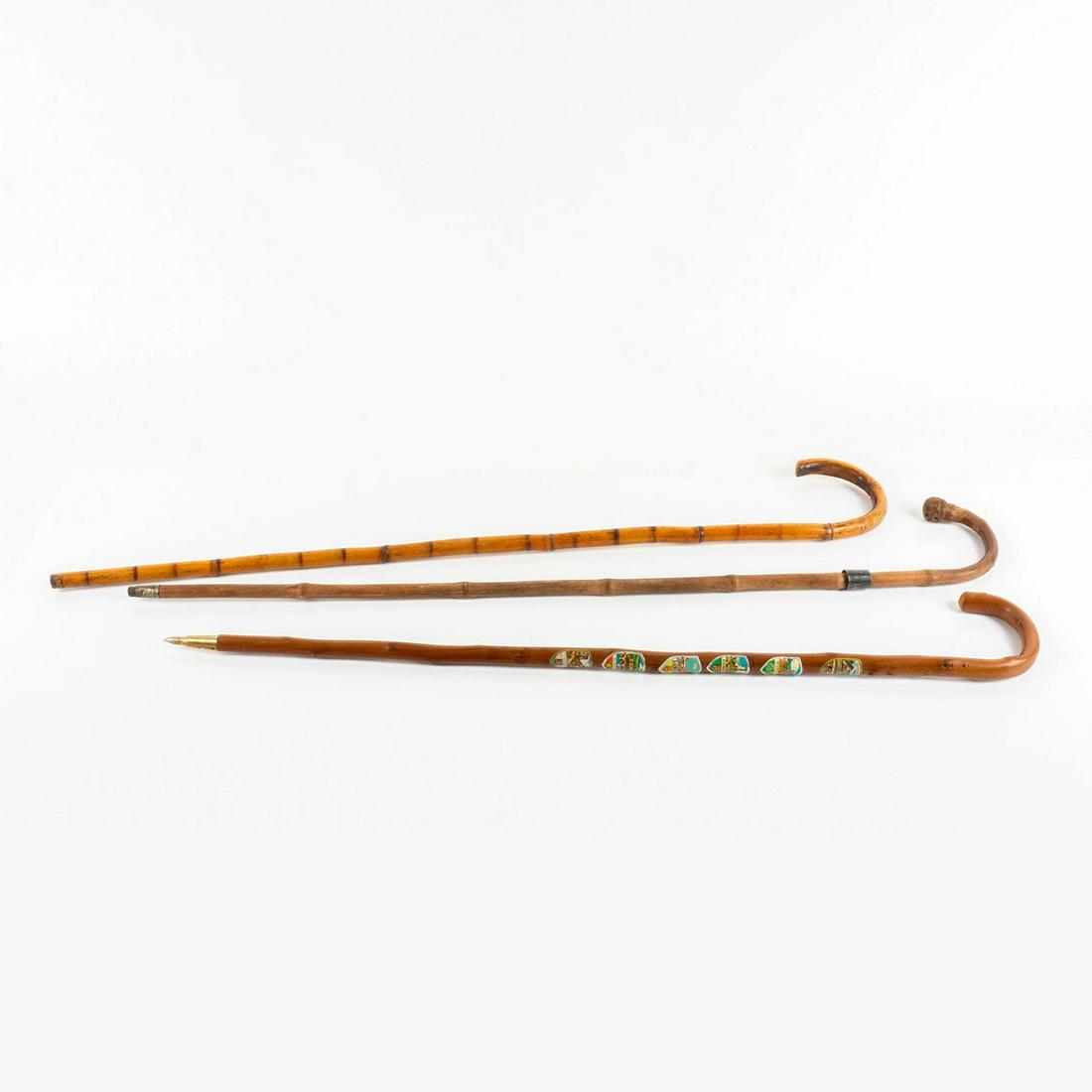 3pc Antique Bamboo Walking Canes (1 of 7)